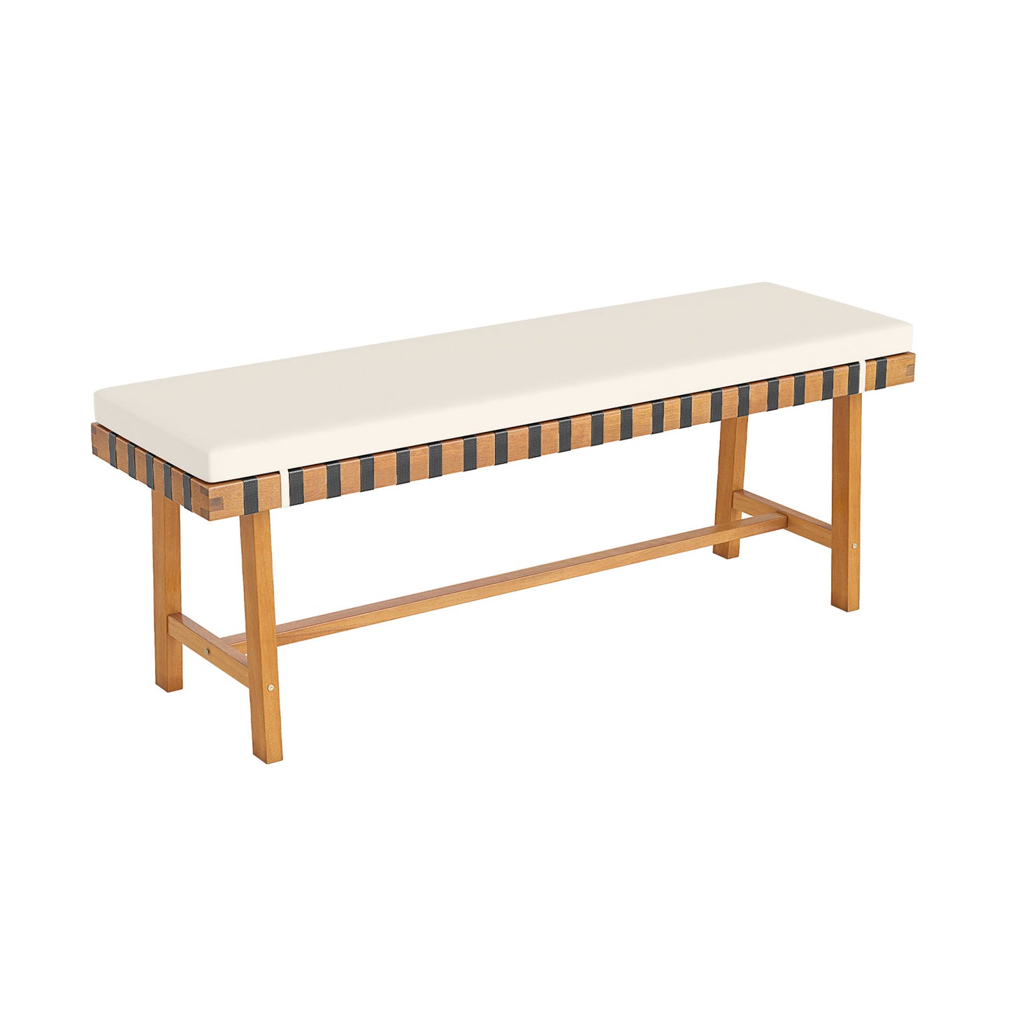 48 inch Acacia Wood Outdoor Bench with Thick Padded Seat Cushion, Natural Outdoor Benches at Gallery Canada