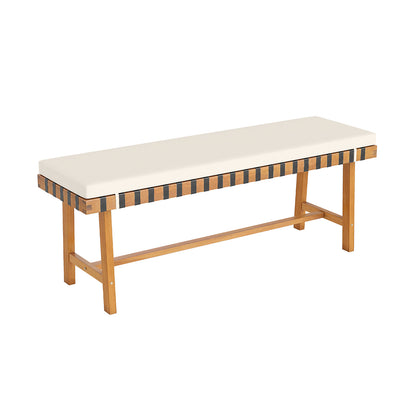 48 inch Acacia Wood Outdoor Bench with Thick Padded Seat Cushion, Natural Outdoor Benches at Gallery Canada