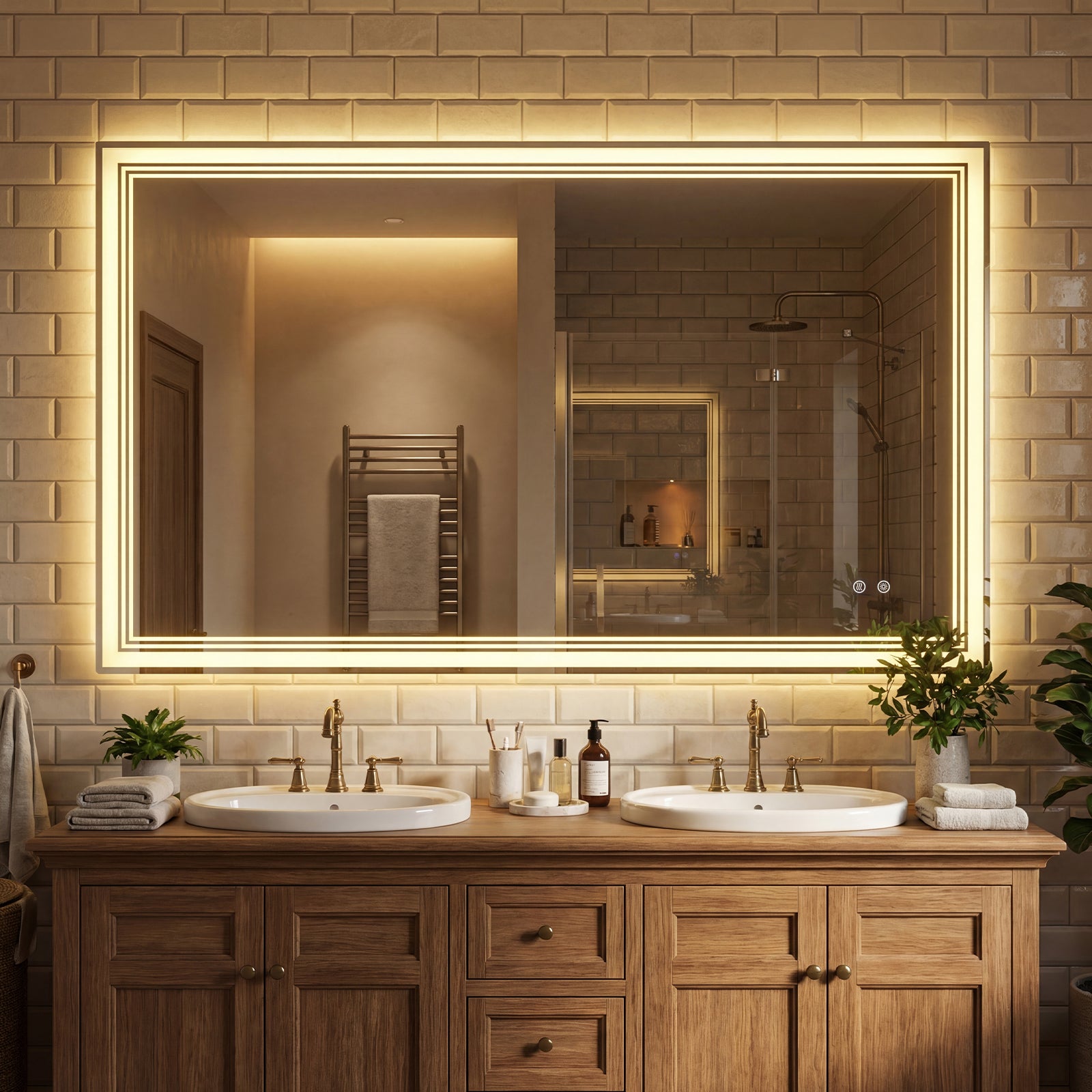 48" x 28" LED Bathroom Mirror, Frontlit Backlit, Silver Wall Mirrors Silver at Gallery Canada