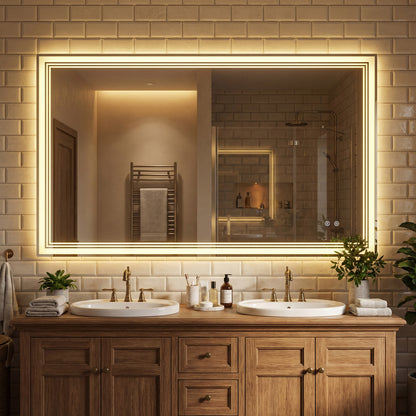 48" x 28" LED Bathroom Mirror, Frontlit Backlit, Silver Wall Mirrors Silver at Gallery Canada
