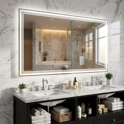 48" x 28" LED Bathroom Mirror, Frontlit Backlit, Silver Wall Mirrors at Gallery Canada