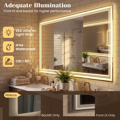 48" x 28" LED Bathroom Mirror, Frontlit Backlit, Silver Wall Mirrors at Gallery Canada