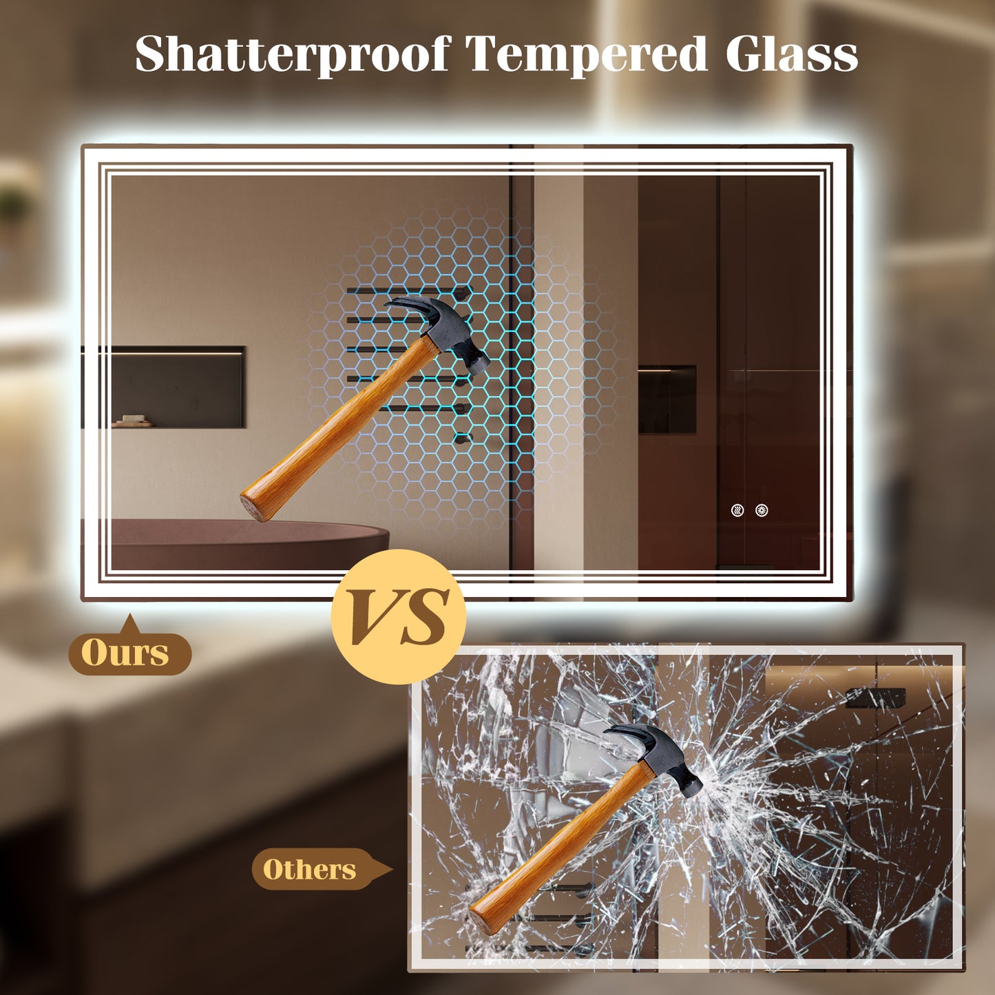 48" x 28" LED Bathroom Mirror, Frontlit Backlit, Silver Wall Mirrors at Gallery Canada