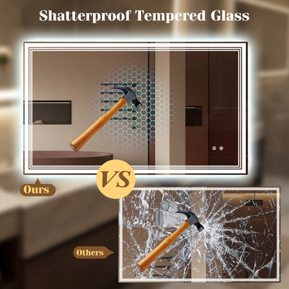 48" x 28" LED Bathroom Mirror, Frontlit Backlit, Silver Wall Mirrors at Gallery Canada