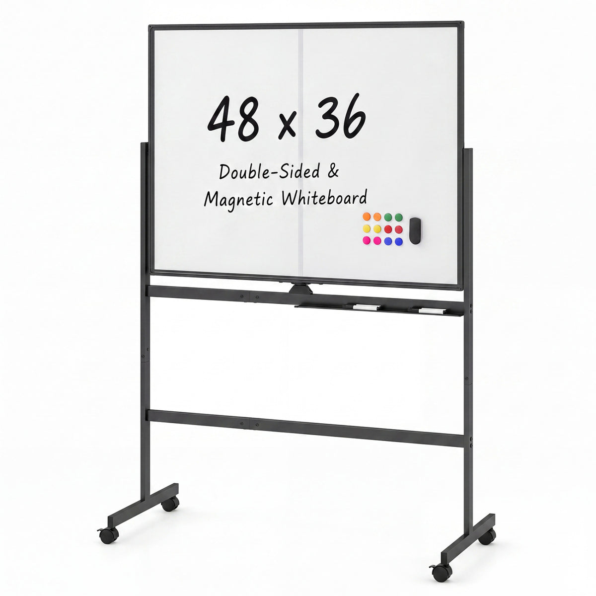 48" x 36" Double-Sided Mobile White Board, Lockable Wheels, Black Home Office Black at Gallery Canada