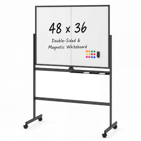 48 x 36 Double-Sided Mobile White Board, Black Home Office Black at Gallery Canada
