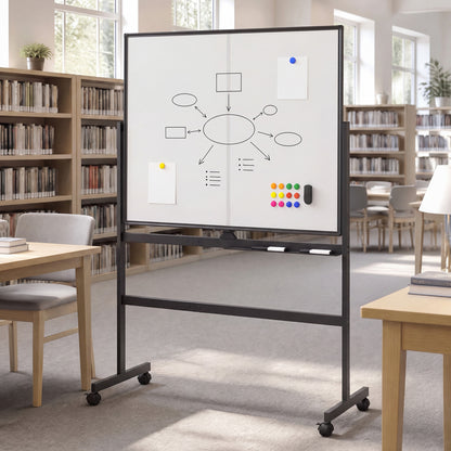 48" x 36" Double-Sided Mobile White Board, Lockable Wheels, Black Home Office at Gallery Canada
