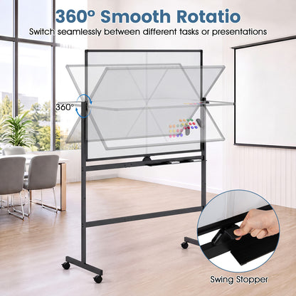48" x 36" Double-Sided Mobile White Board, Lockable Wheels, Black Home Office at Gallery Canada