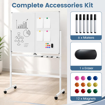 48" x 36" Mobile White Board, Lockable Wheels, White Home Office at Gallery Canada