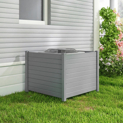 48 x 38 Inch Air Conditioner Fence, 3 Panels, Metal Ground Stakes, Gray Decorative Fencing & Flooring at Gallery Canada