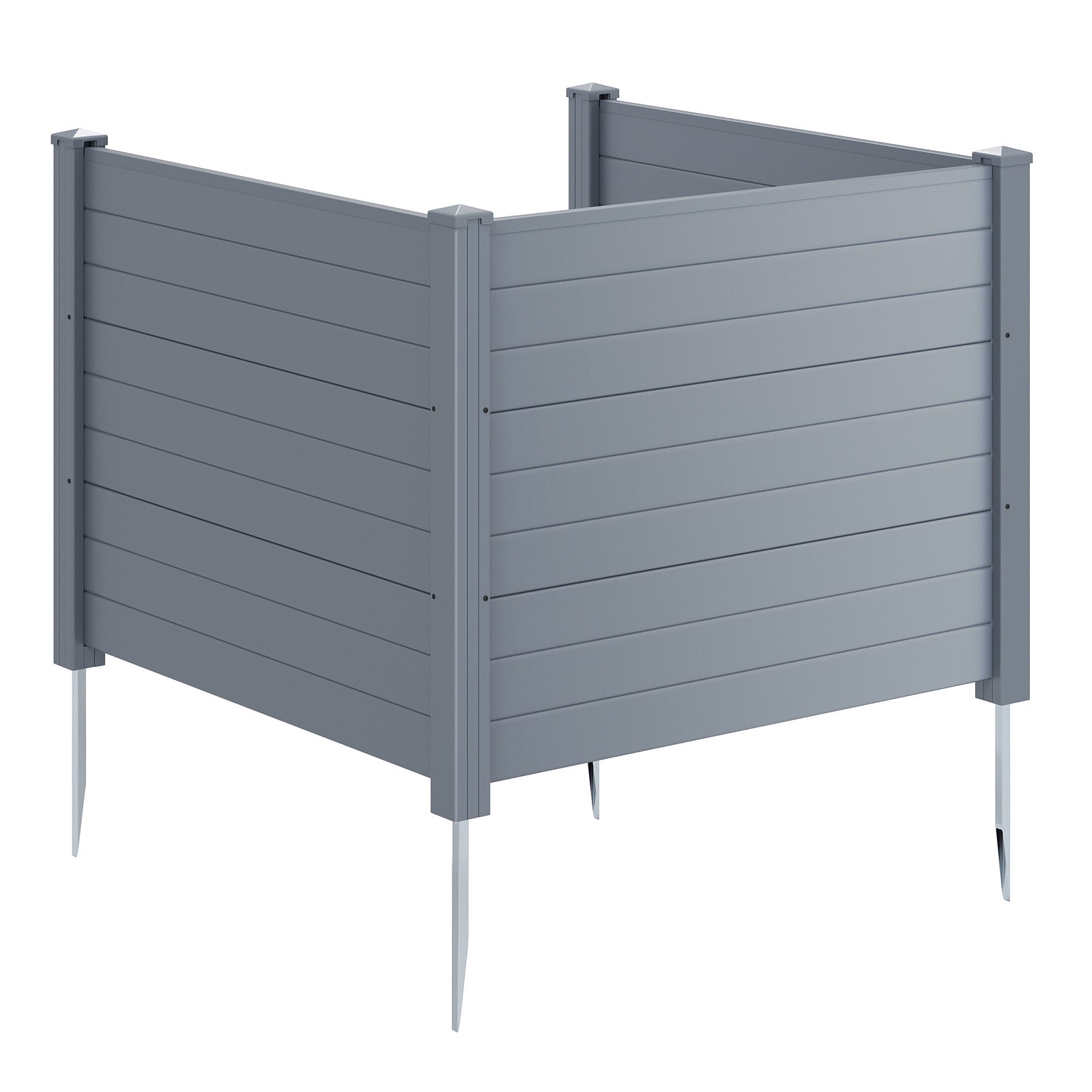 48 x 38 Inch Air Conditioner Fence, 3 Panels, Metal Ground Stakes, Gray Decorative Fencing & Flooring Gray at Gallery Canada