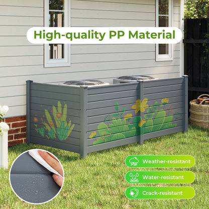 48 x 38 Inch Air Conditioner Fence, 3 Panels, Metal Ground Stakes, Gray Decorative Fencing & Flooring at Gallery Canada