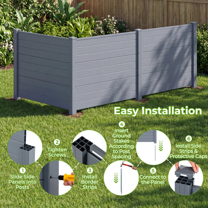 48 x 38 Inch Air Conditioner Fence, 3 Panels, Metal Ground Stakes, Gray Decorative Fencing & Flooring at Gallery Canada