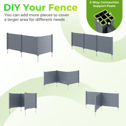 48 x 38 Inch Air Conditioner Fence, 3 Panels, Metal Ground Stakes, Gray Decorative Fencing & Flooring at Gallery Canada