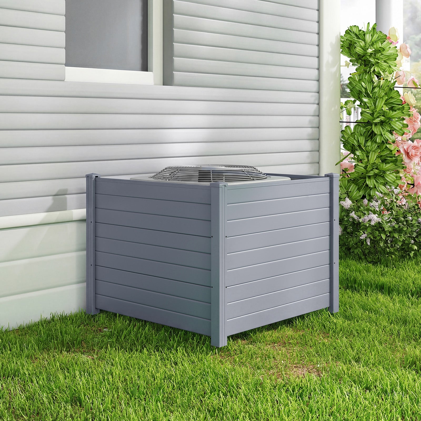 48 x 38 Inch Air Conditioner Fence, 2 Panels, Gray Decorative Fencing & Flooring at Gallery Canada