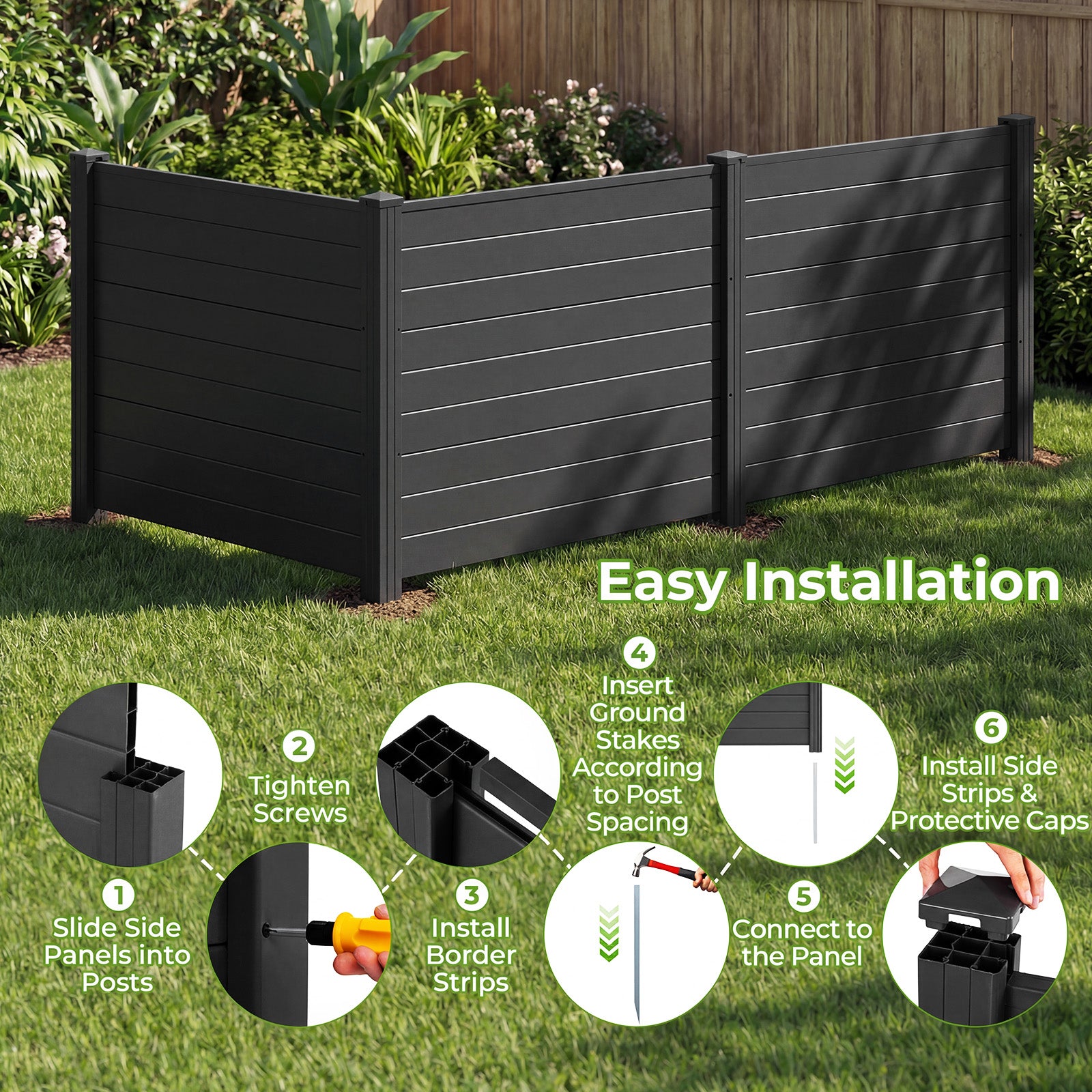 48 x 38 Inch Air Conditioner Fence, 3 Panels, Black Decorative Fencing & Flooring at Gallery Canada