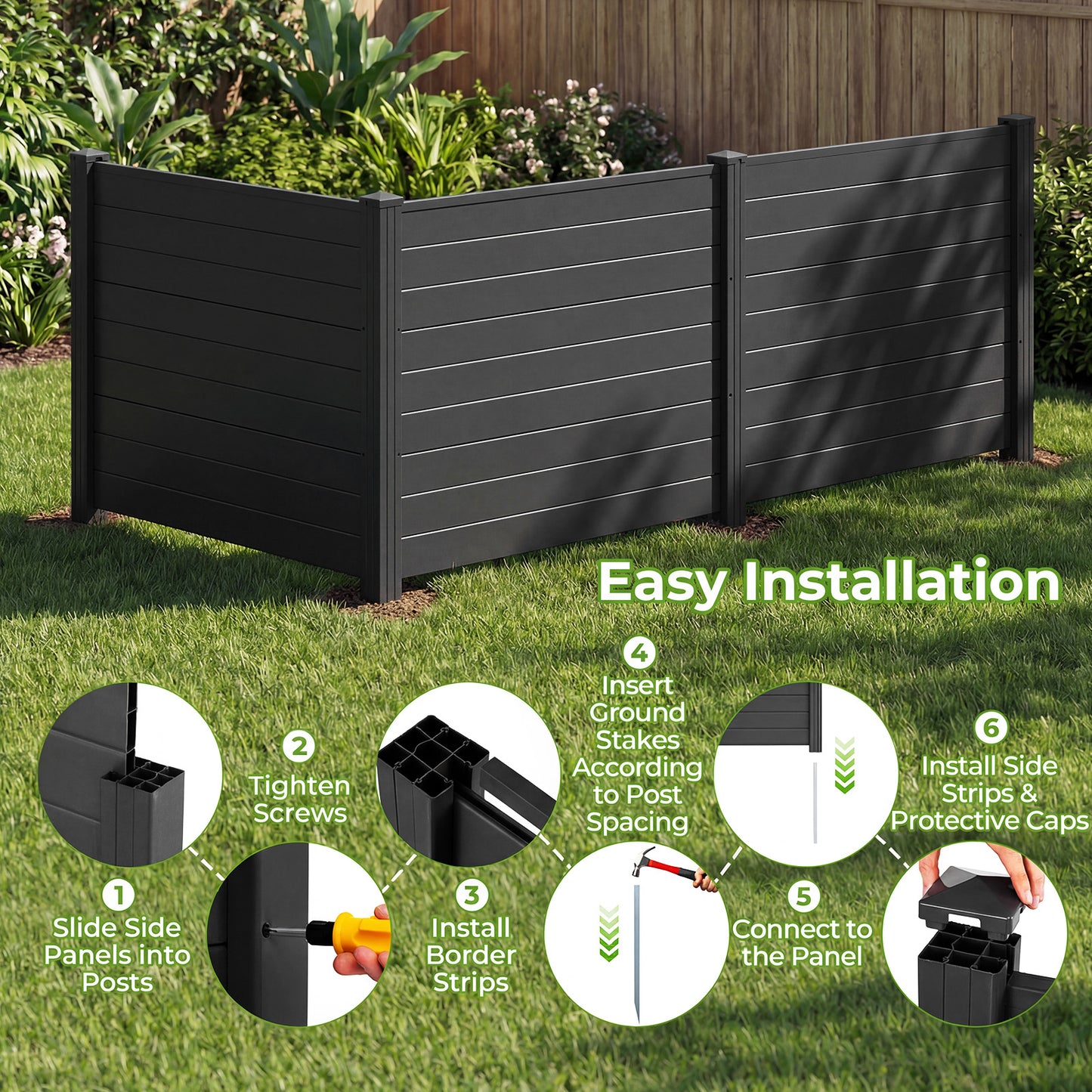 48 x 38 Inch Air Conditioner Fence, 3 Panels, Black Decorative Fencing & Flooring at Gallery Canada