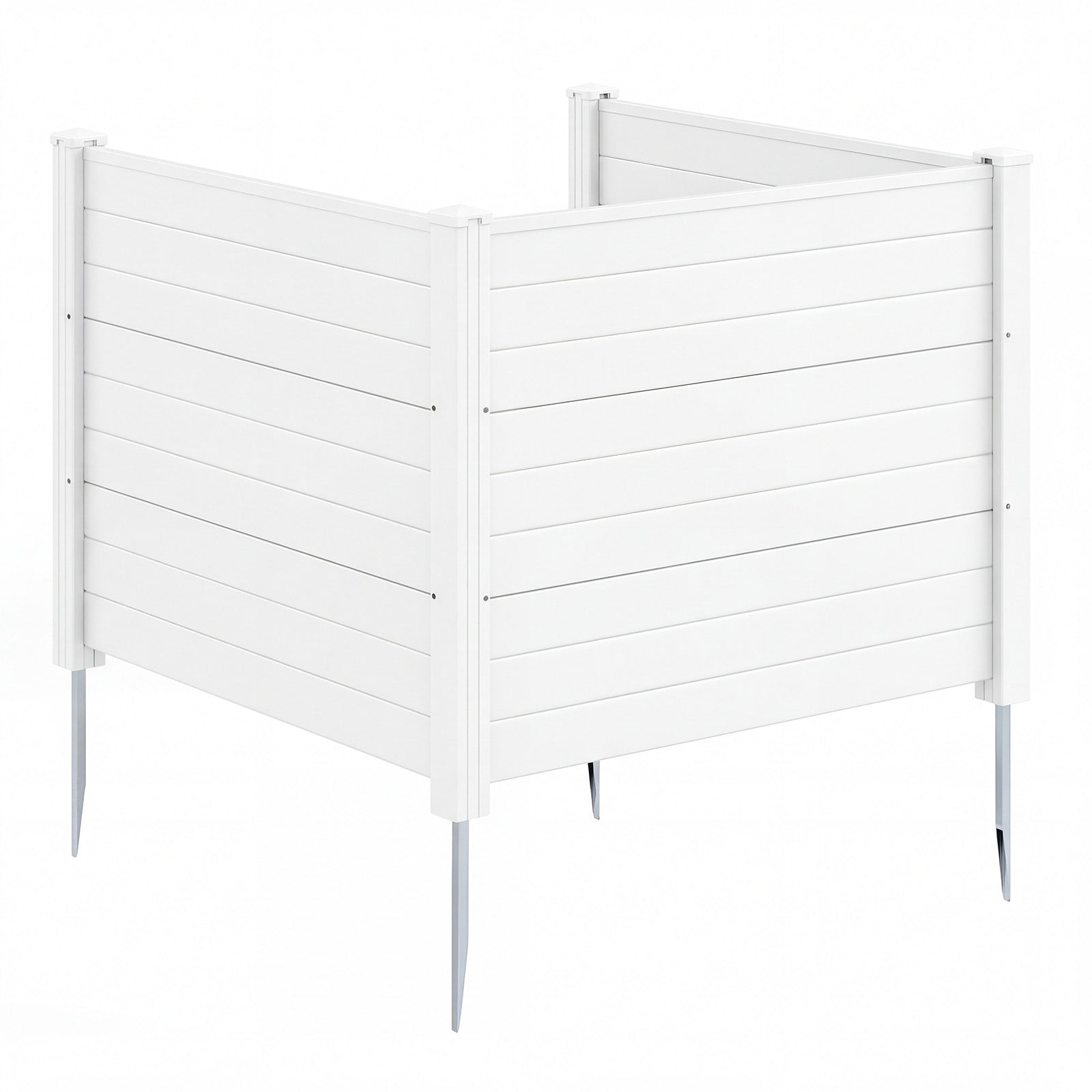 48 x 38 Inch Air Conditioner Fence, 3 Panels, Metal Ground Stakes, White Decorative Fencing & Flooring at Gallery Canada