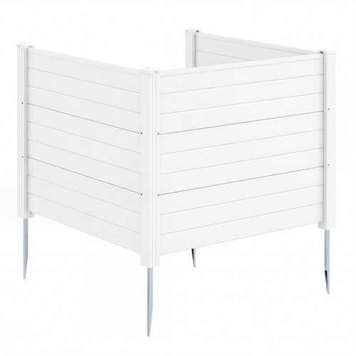48 x 38 Inch Air Conditioner Fence, 3 Panels, Metal Ground Stakes, White