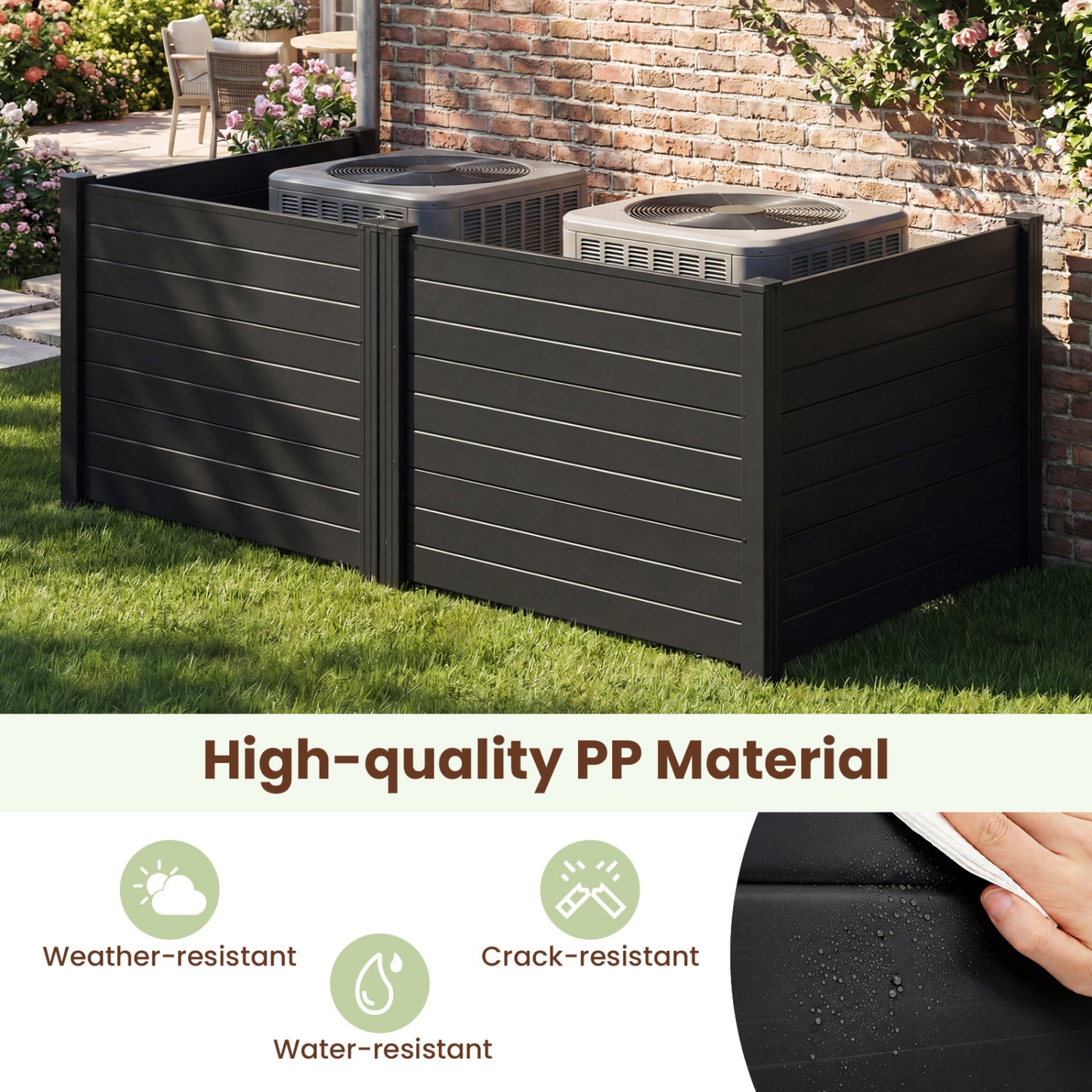 48 x 38 Inch Air Conditioner Fence, 3 Panels, Black Decorative Fencing & Flooring at Gallery Canada