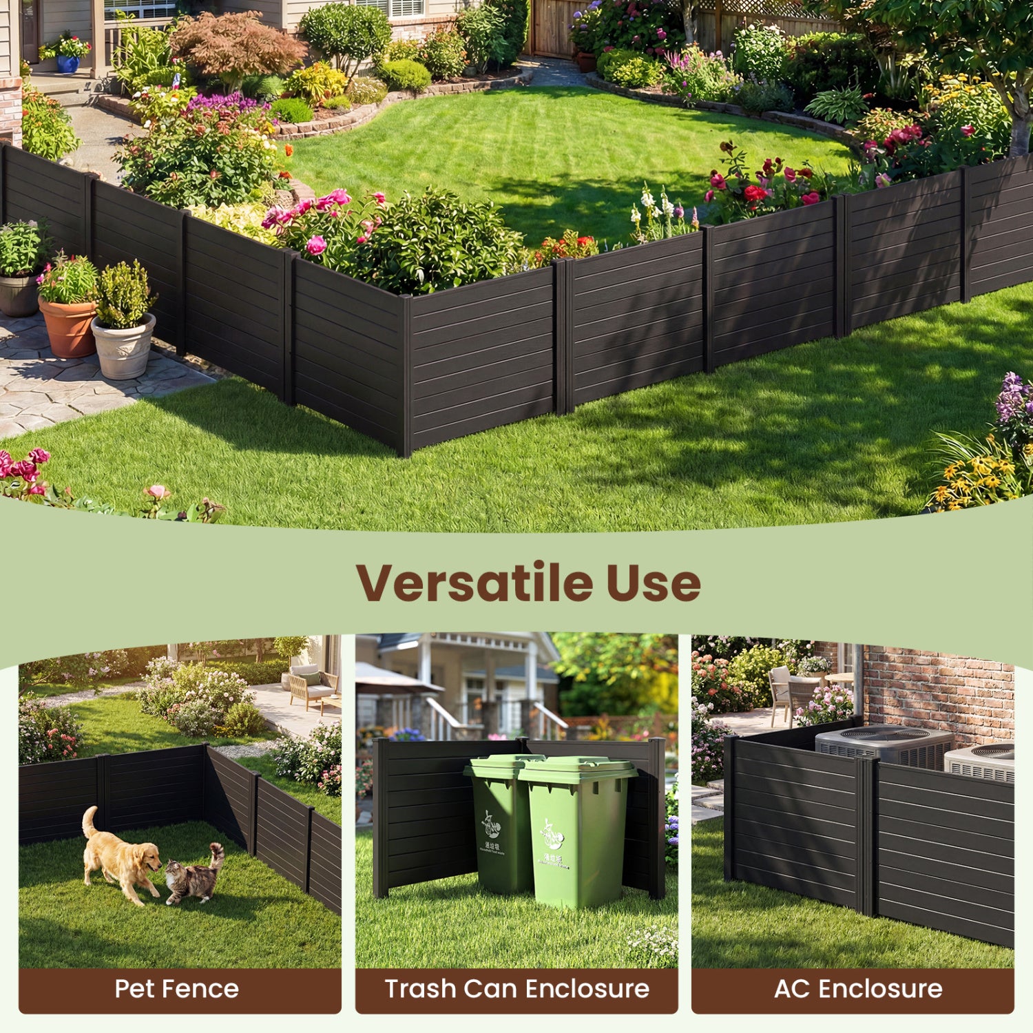 48 x 38 Inch Air Conditioner Fence, 3 Panels, Black Decorative Fencing & Flooring at Gallery Canada
