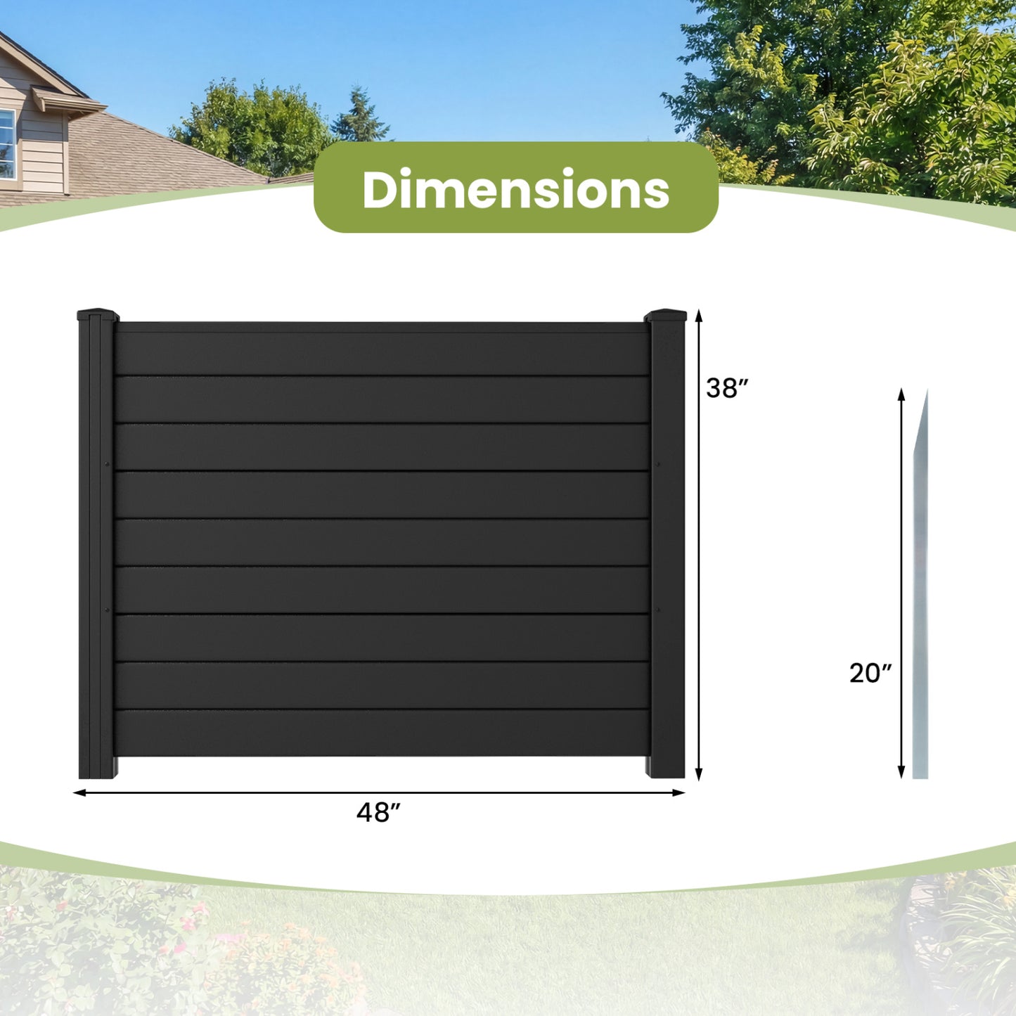 48 x 38 Inch Air Conditioner Fence, 3 Panels, Black Decorative Fencing & Flooring at Gallery Canada