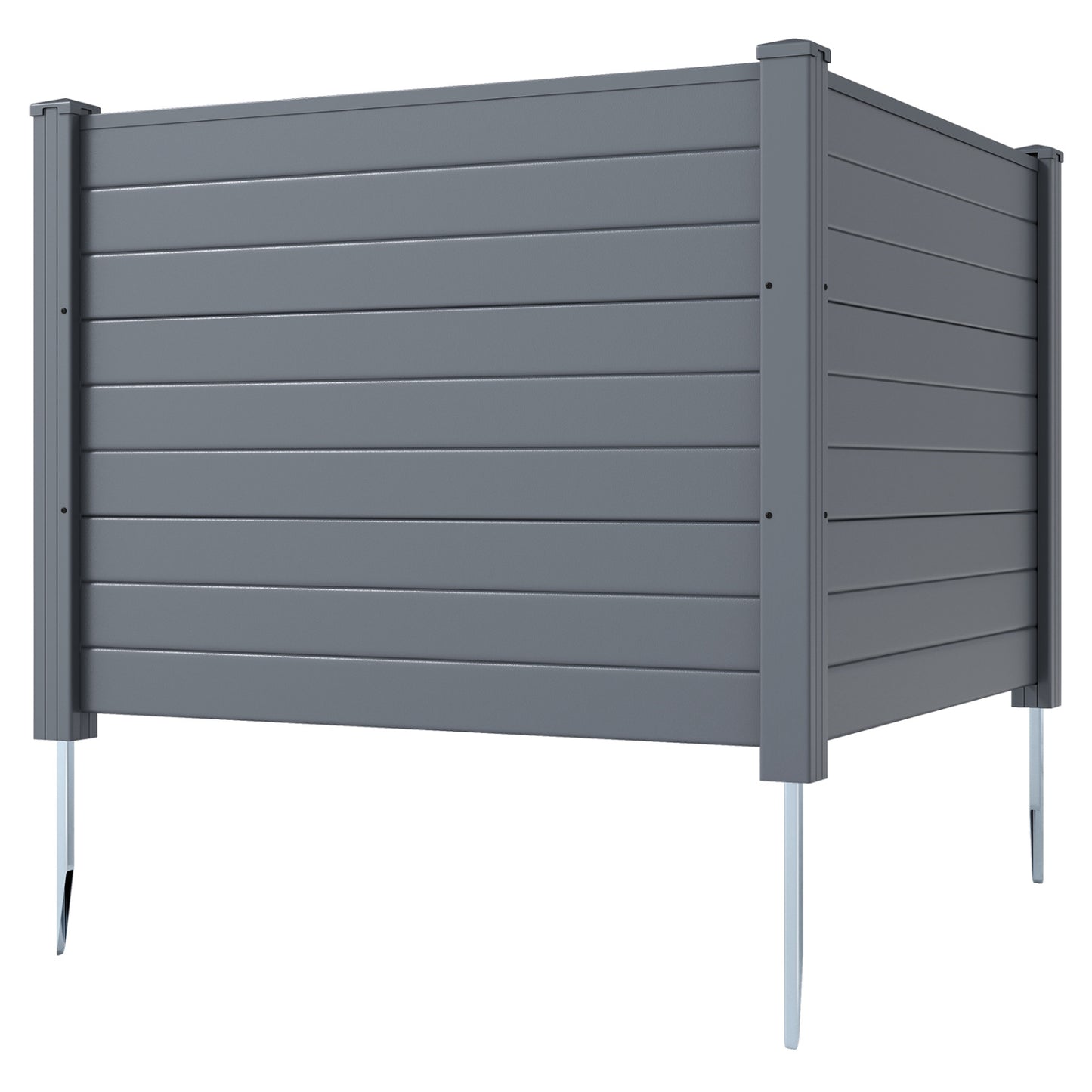 48 x 38 Inch Air Conditioner Fence, 3 Panels, Metal Ground Stakes, Gray Decorative Fencing & Flooring Gray at Gallery Canada