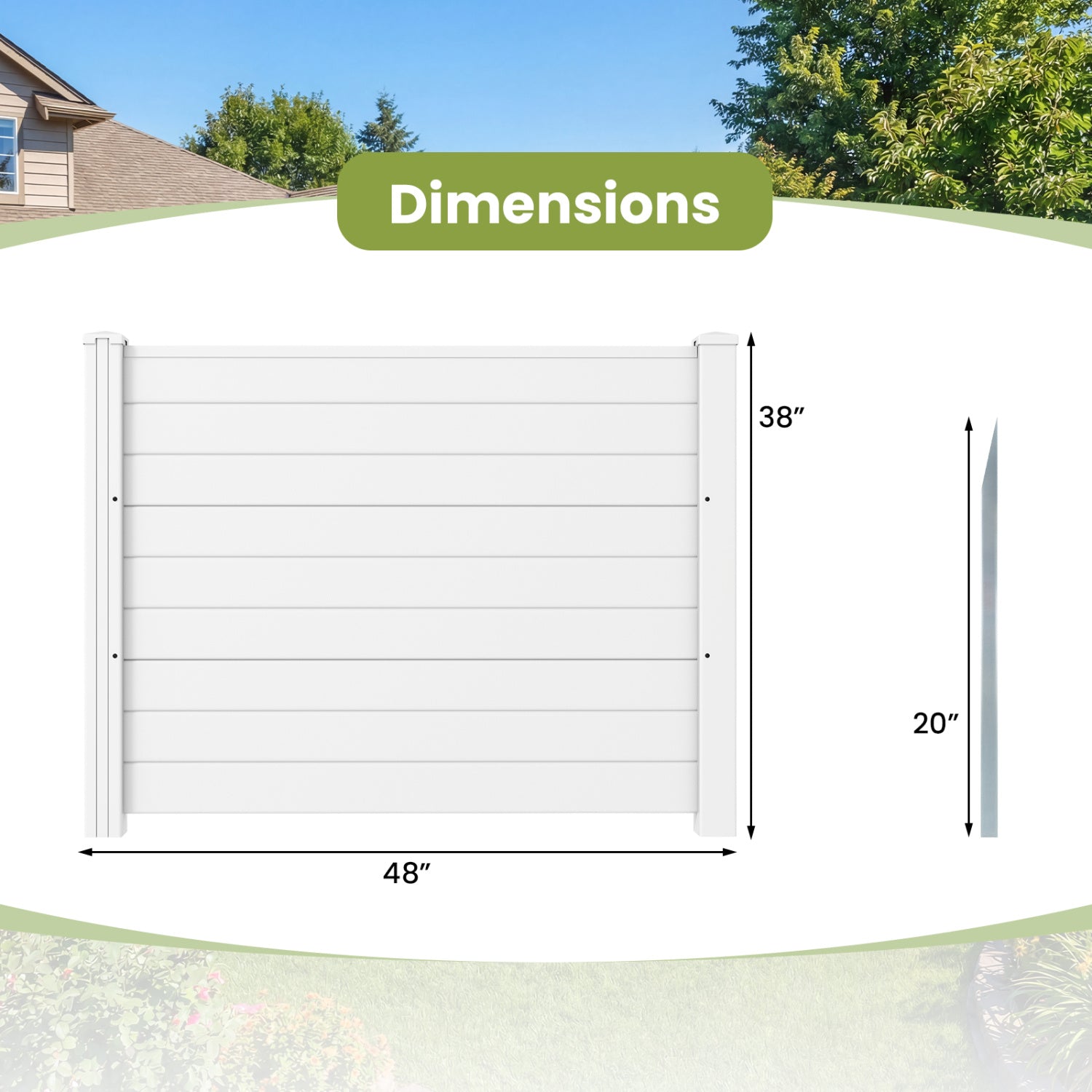 48 x 38 Inch Air Conditioner Fence, 3 Panels, Metal Ground Stakes, White Decorative Fencing & Flooring at Gallery Canada