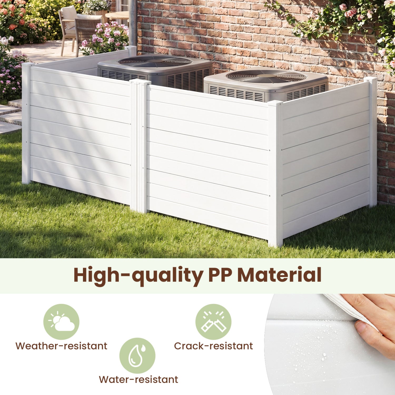 48 x 38 Inch Air Conditioner Fence, 3 Panels, Metal Ground Stakes, White Decorative Fencing & Flooring at Gallery Canada