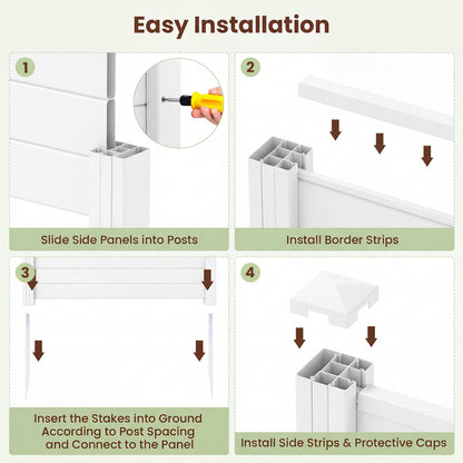 48 x 38 Inch Air Conditioner Fence, 3 Panels, Metal Ground Stakes, White Decorative Fencing & Flooring at Gallery Canada