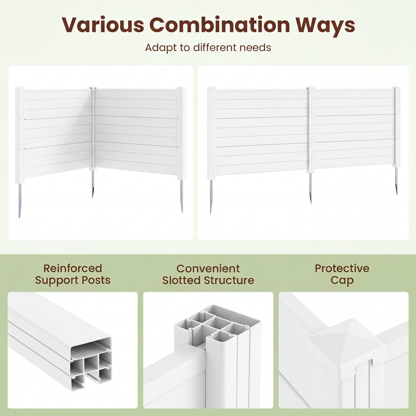 48 x 38 Inch Air Conditioner Fence, 3 Panels, Metal Ground Stakes, White Decorative Fencing & Flooring at Gallery Canada