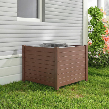 48 x 38 Inch Air Conditioner Fence, 3 Panels, Metal Ground Stakes, Brown Decorative Fencing & Flooring at Gallery Canada
