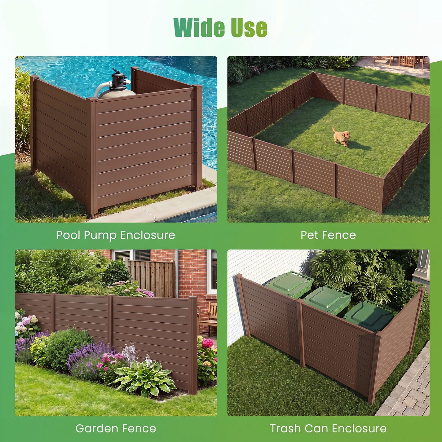 48 x 38 Inch Air Conditioner Fence, 3 Panels, Metal Ground Stakes, Brown Decorative Fencing & Flooring at Gallery Canada