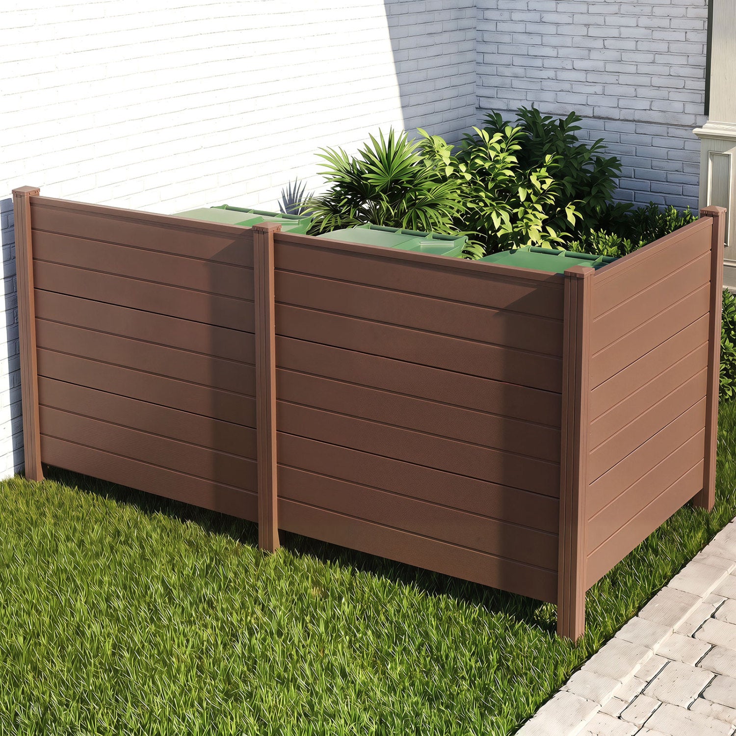 48 x 38 Inches Air Conditioner Fence, 2 Panels, Outdoor Privacy Fence, Brown Decorative Fencing & Flooring at Gallery Canada