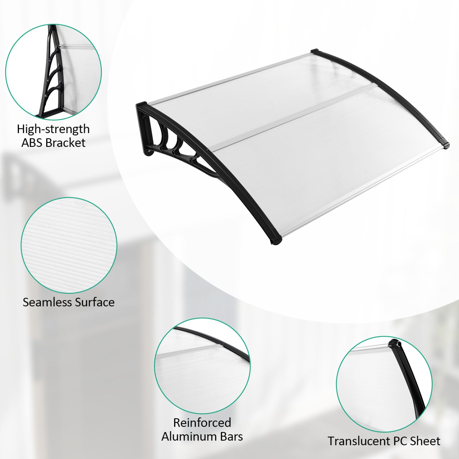48 x 40 Inch Outdoor Front Door Window Awning Canopy, Black Outdoor Shades at Gallery Canada
