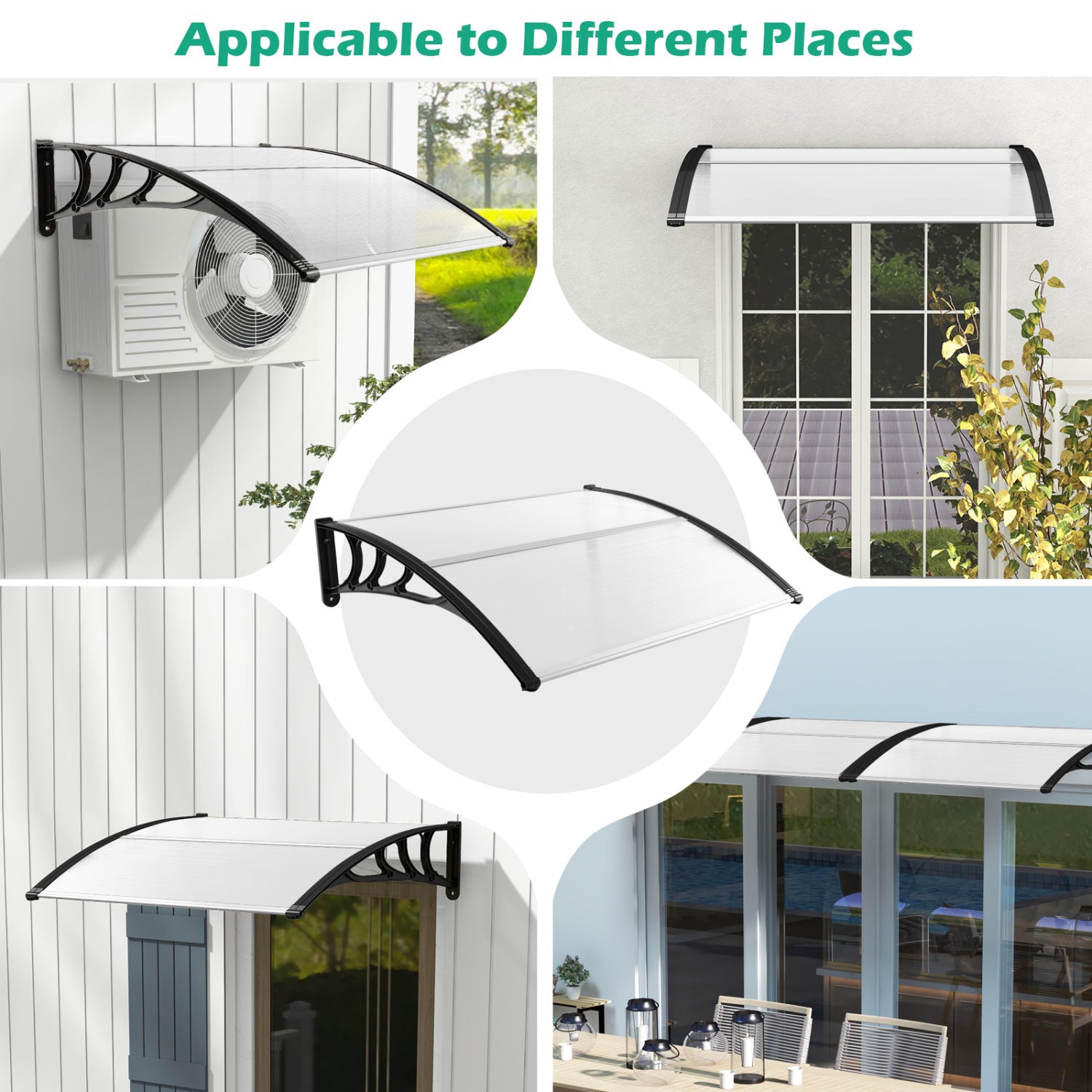48 x 40 Inch Outdoor Front Door Window Awning Canopy, Black Outdoor Shades at Gallery Canada
