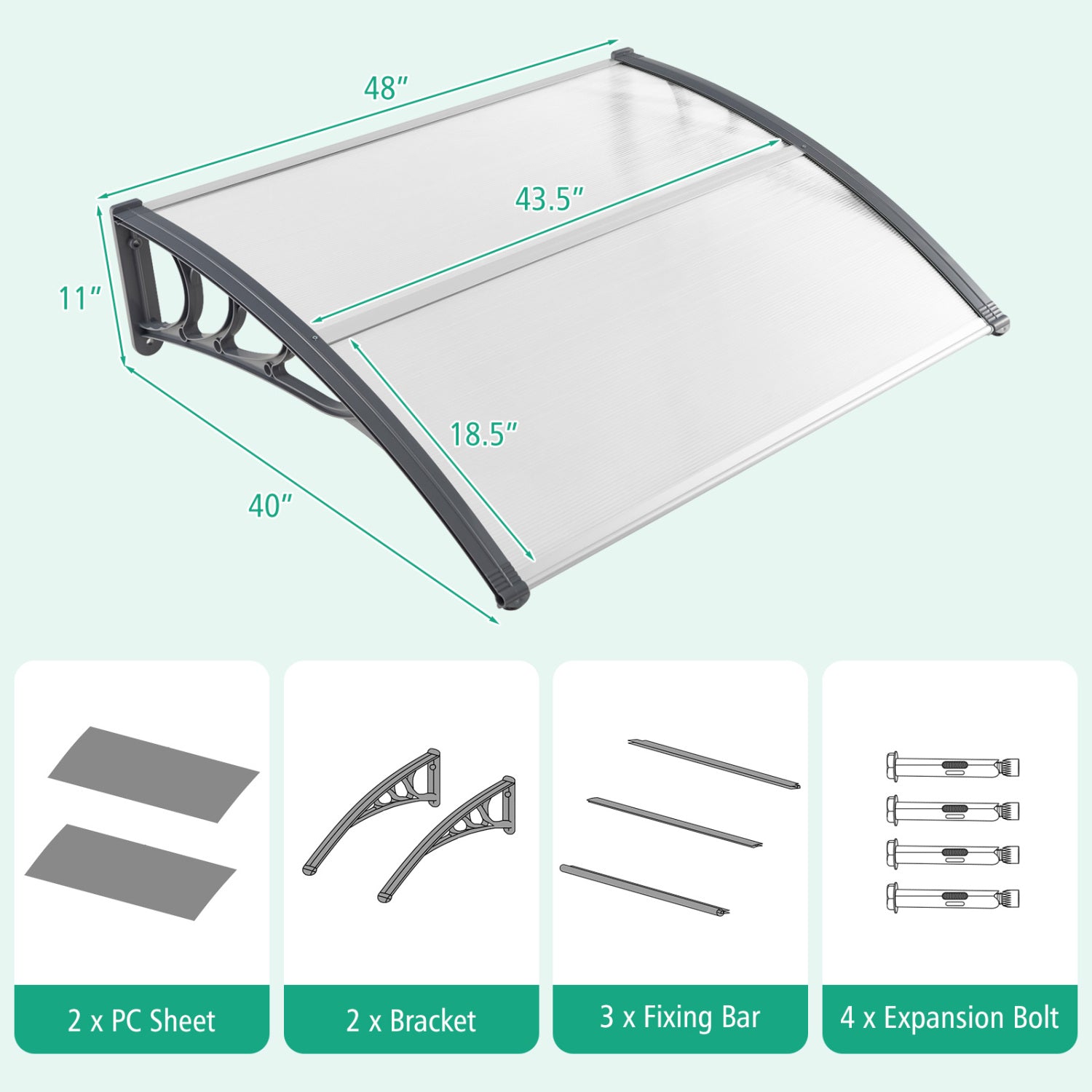 48 x 40 Inch Outdoor Front Door Window Awning, Gray Outdoor Shades at Gallery Canada