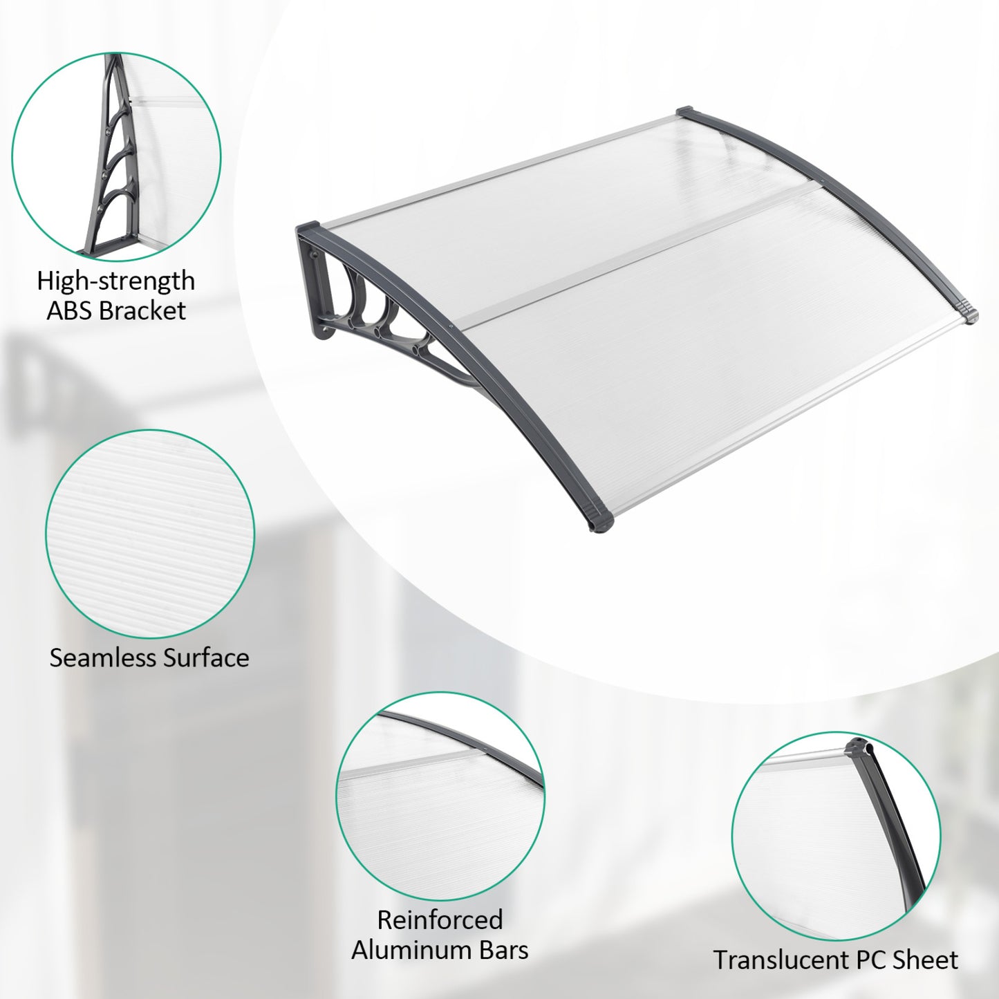 48 x 40 Inch Outdoor Front Door Window Awning, Gray Outdoor Shades at Gallery Canada