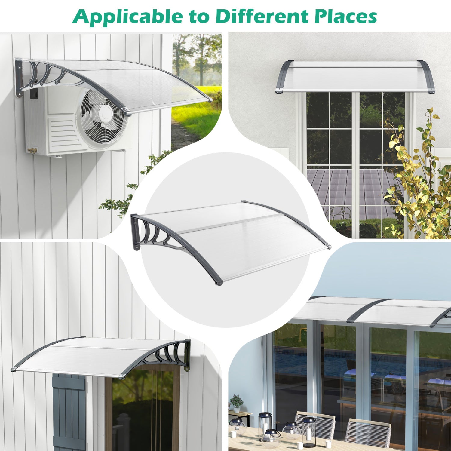48 x 40 Inch Outdoor Front Door Window Awning, Gray Outdoor Shades at Gallery Canada