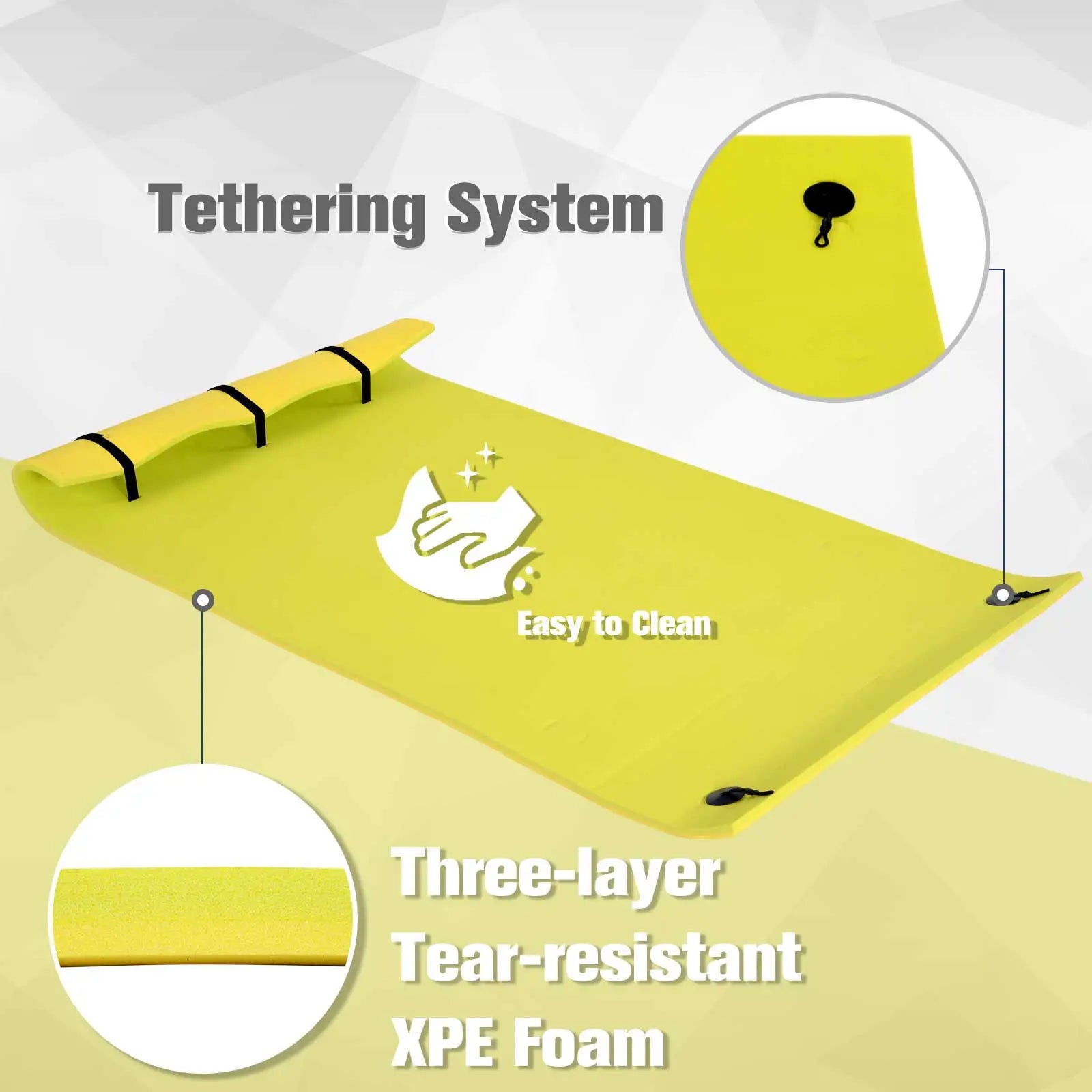 10' x 5' Lily Pad Floating Mat, Tear-Resistant XPE Foam, Yellow Floating Water Mats at Gallery Canada