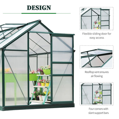 6.2' x 8.3' x 6.6' Polycarbonate Greenhouse, Walk-In w/ Slide Door, Clear Walk In Greenhouses at Gallery Canada