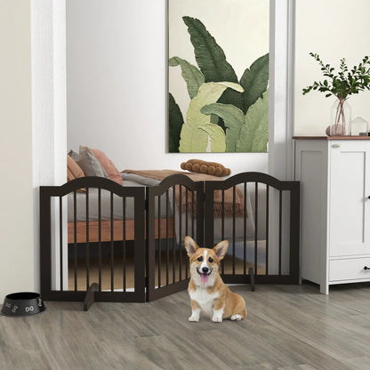 24 Inch Freestanding Pet Gate, 2 Support Feet, Coffee Pet Gates at Gallery Canada