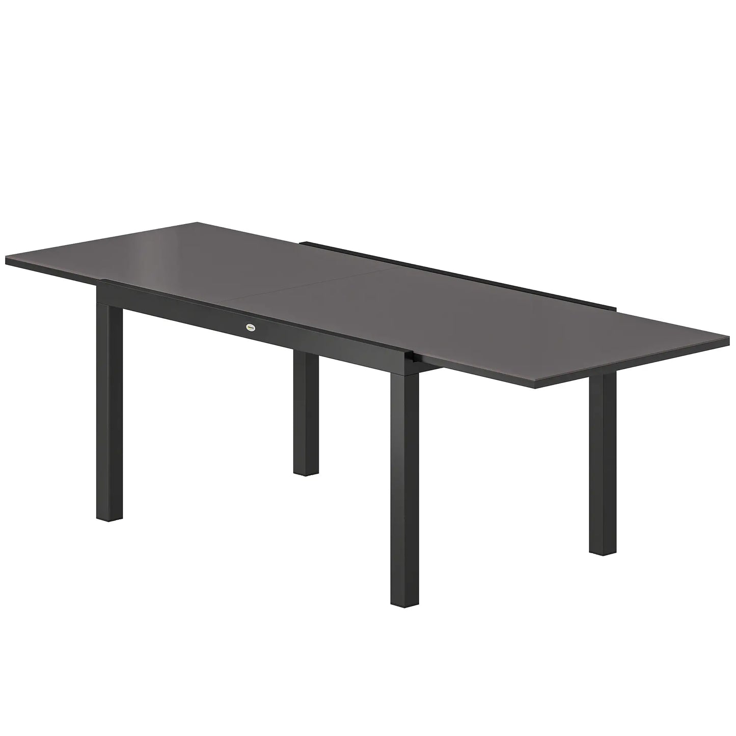 Expandable Outdoor Dining Table, 55"-95", Tempered Glass Top, Aluminum Frame, Black Patio Dining Tables Black at Gallery Canada