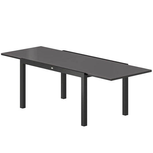 Expandable Outdoor Dining Table, 55"-95", Tempered Glass Top, Aluminum Frame, Black Patio Dining Tables Black at Gallery Canada