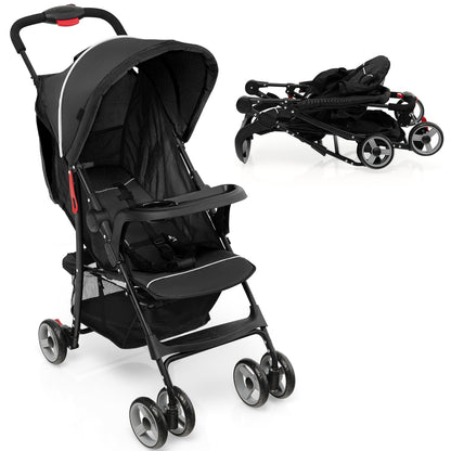Toddler Travel Stroller for Airplane with Canopy and Adjustable Backrest, Black Baby Strollers at Gallery Canada