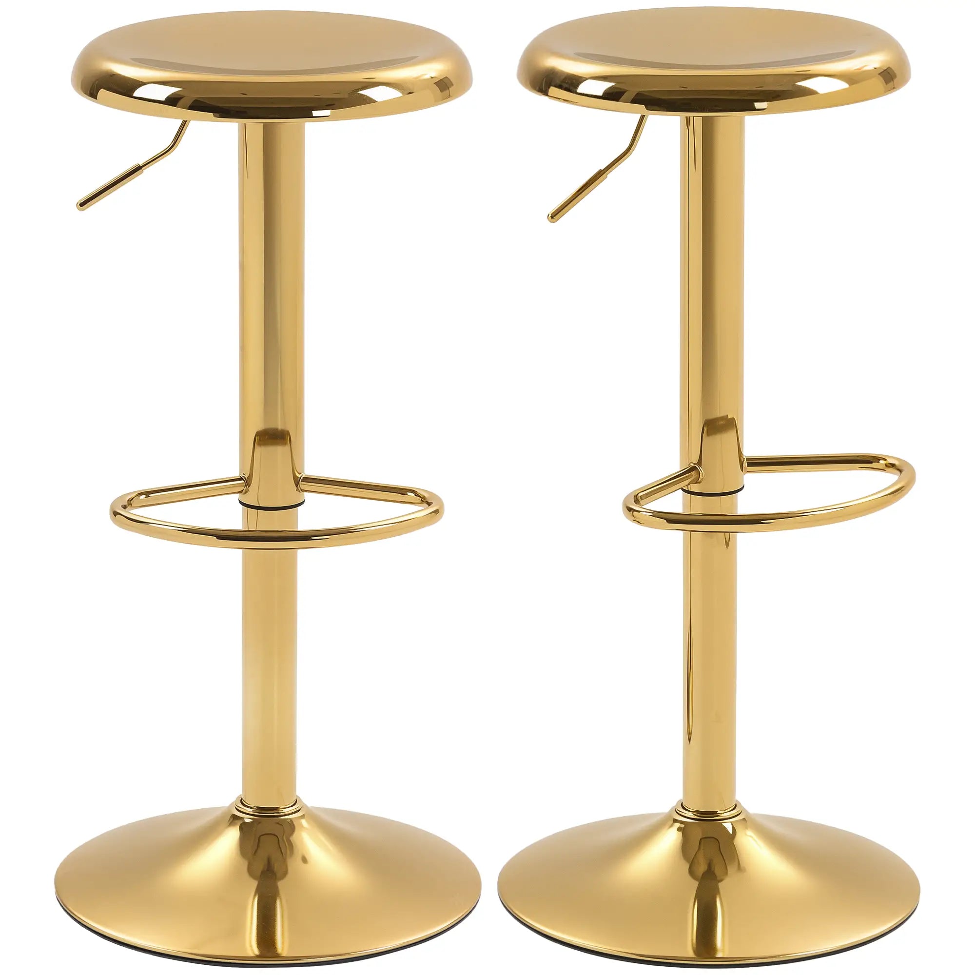 Steel Bar Stools Set of 2, Adjustable Counter Height, Gold Bar Stools at Gallery Canada