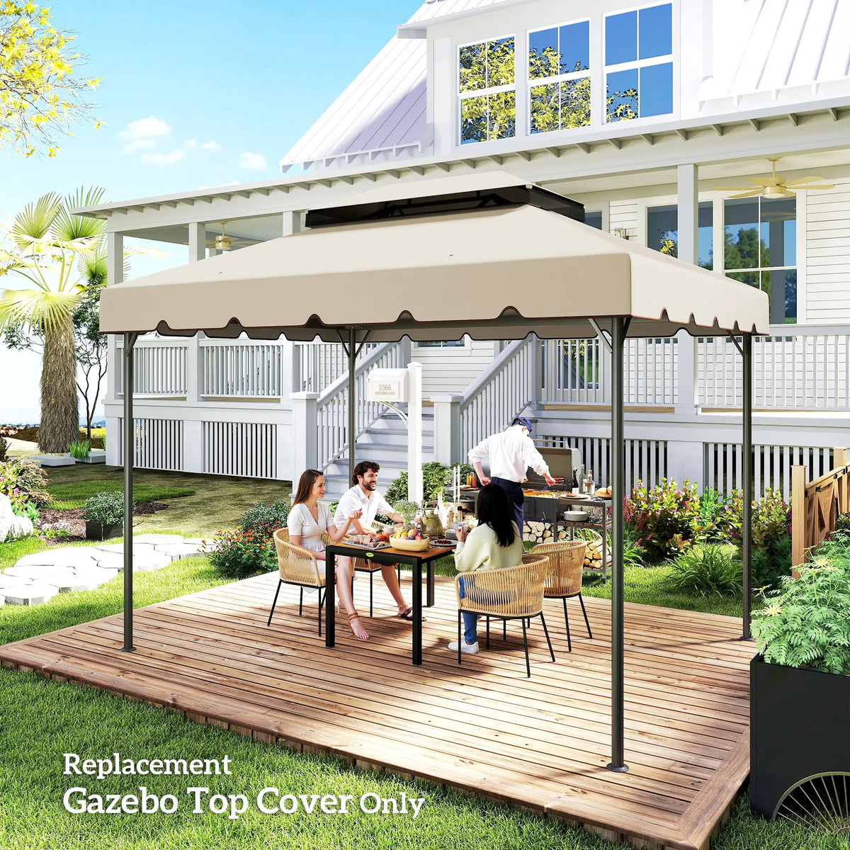 13' x 10' Gazebo Replacement Canopy, Double Vented Roof, Beige Gazebo Canopy Replacement at Gallery Canada