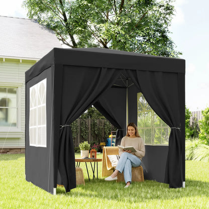 6.6'x6.6' Pop Up Canopy Tent, Instant Sun Shelter Gazebo, Black Pop Up Canopies at Gallery Canada