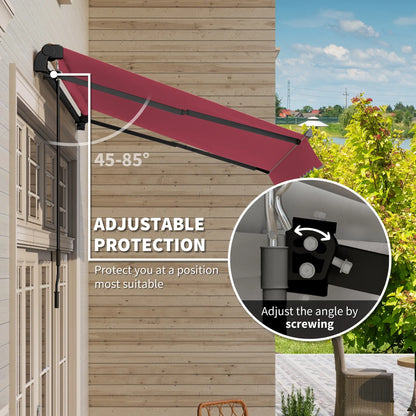 10' x 8' Retractable Awning, Sun Shade Canopy, Aluminum Frame, UV Protection, Red Deck Awnings at Gallery Canada