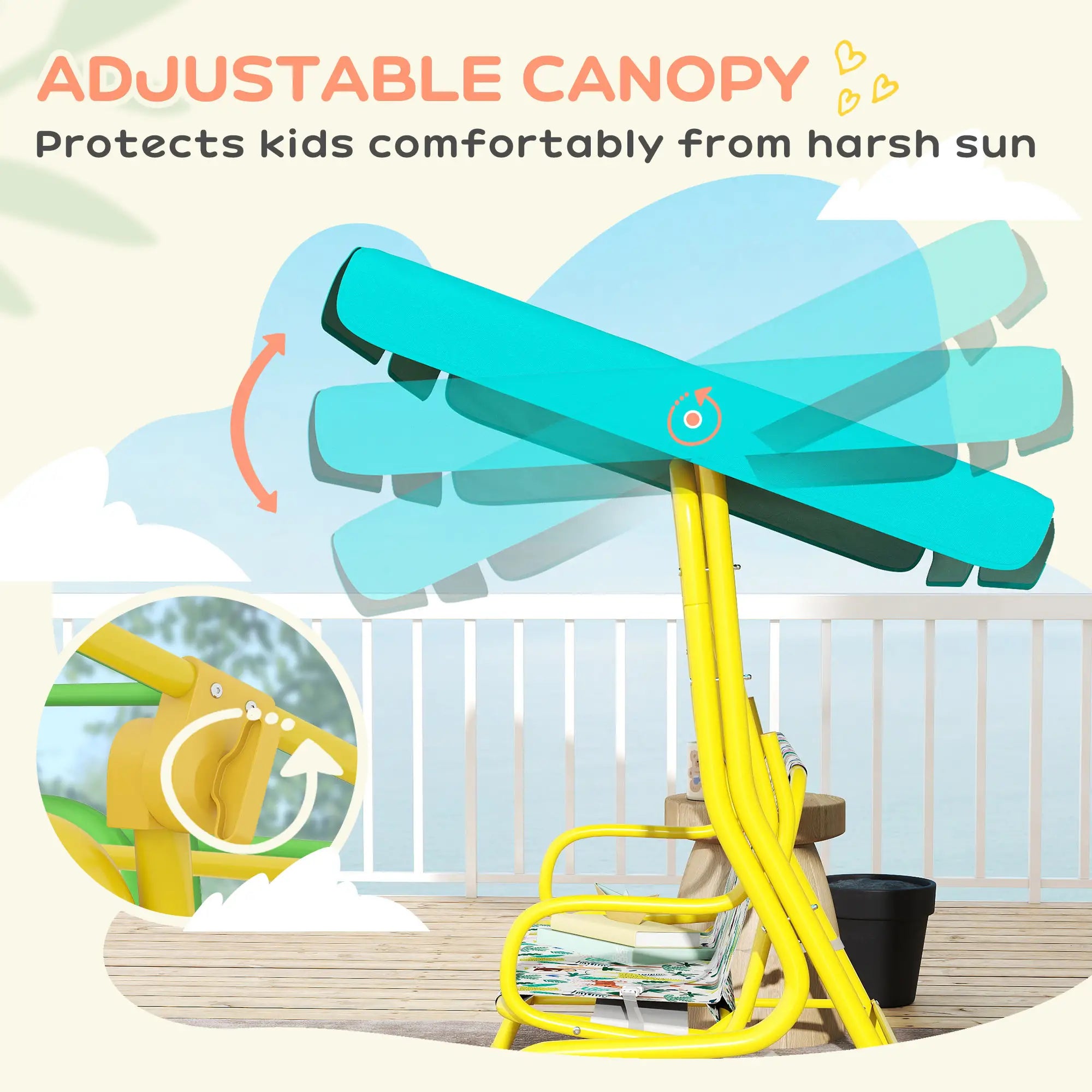 Kids Porch Swing, 2-Seater With Safety Belts, Adjustable Canopy, Green Gym Sets & Swings at Gallery Canada